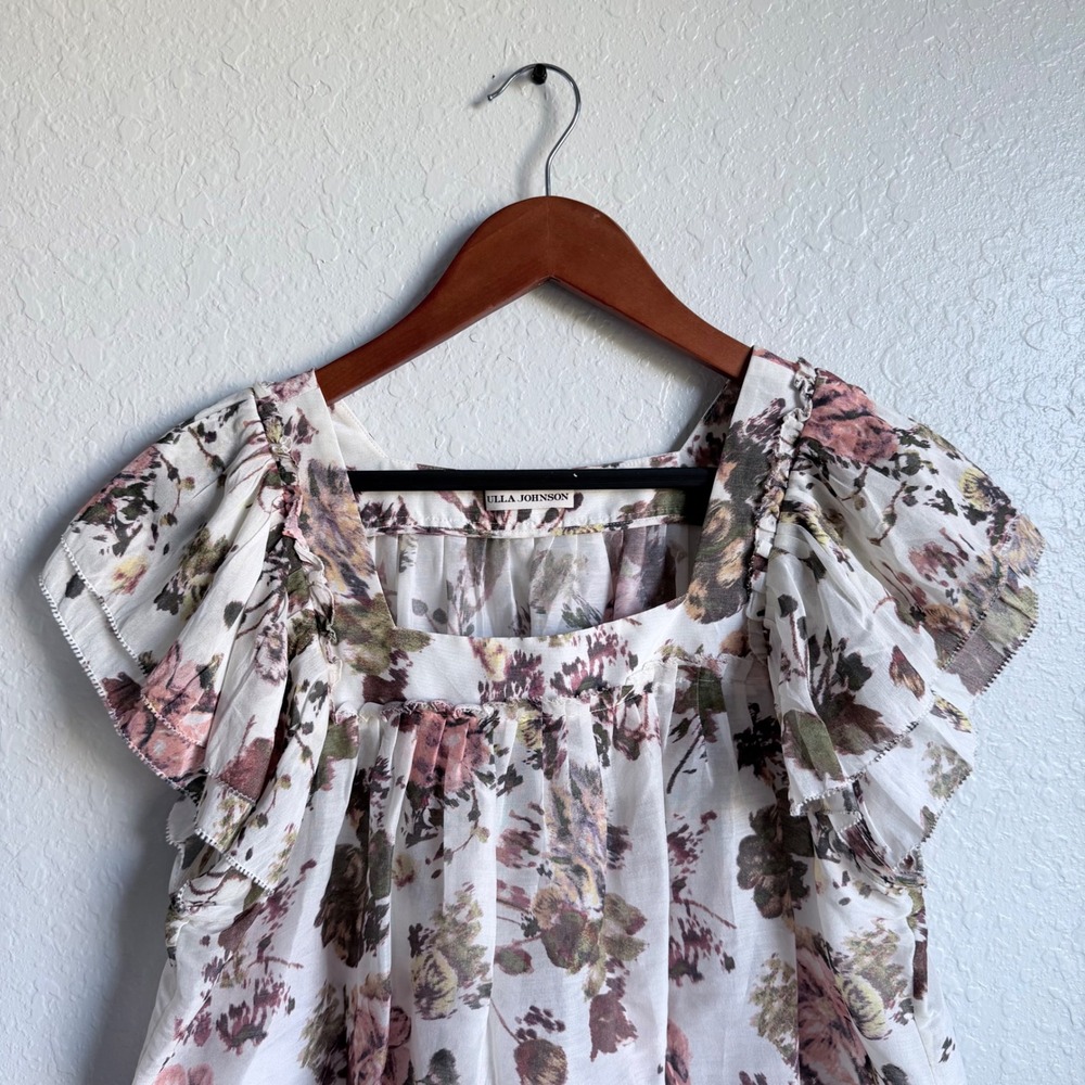Ulla Johnson Kiki Top Blouse Floral Daisy Silk Womens 12 Boho Cottagecore NWOT - Picture 5 of 11